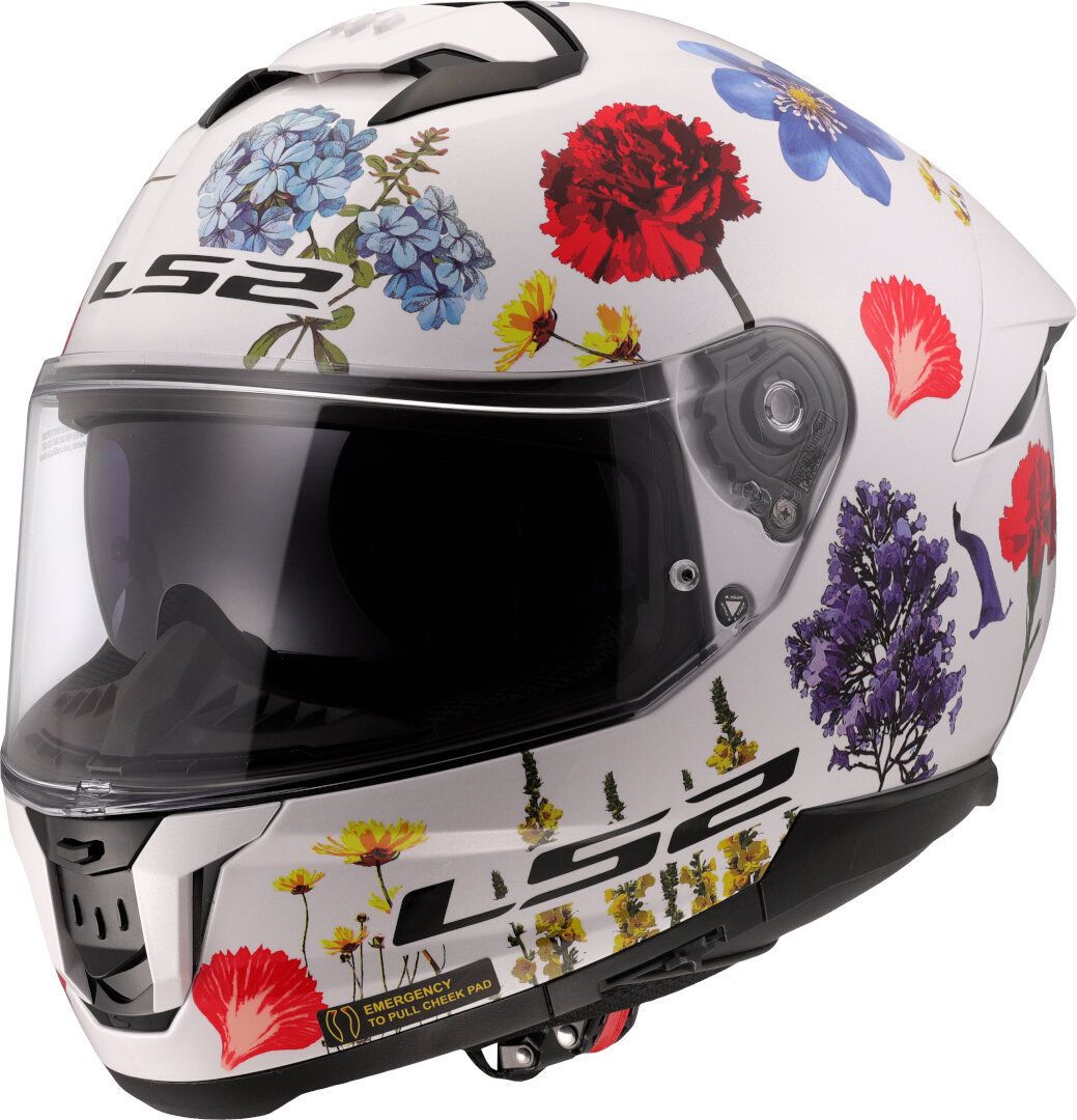ls2 chrome glory helmet LS2 FF808 Stream II Flowers White 06 Full Face Helmet