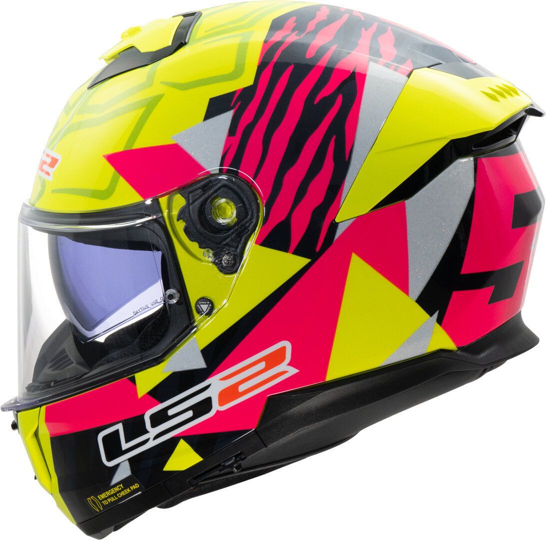 LS2 FF808 Stream II Tiger H-V Yellow Pink 06 Full Face Helmet