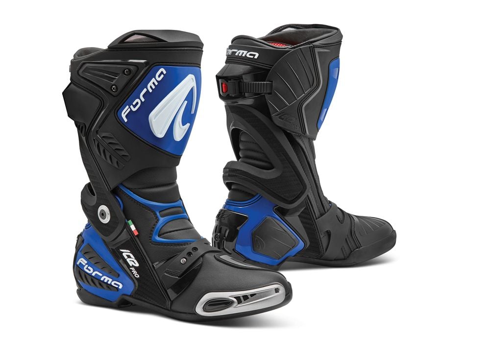 Forma ICE バイクブーツ 青/黒/白 Forma Ice Pro Black Blue Motorcycle Boots - Chromeburner