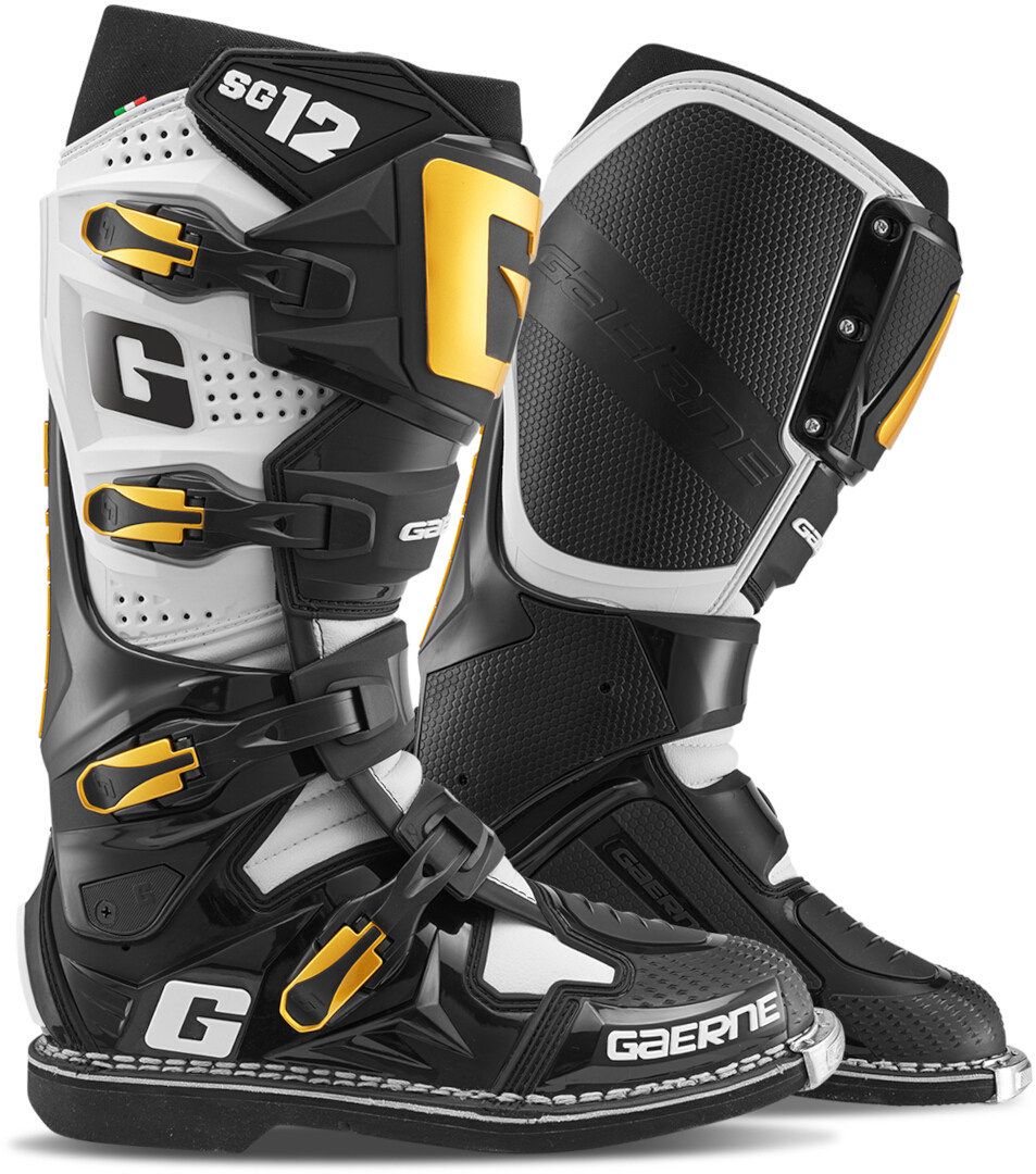 Gaerne SG-12 Black White Gold Motocross Boots - Chromeburner