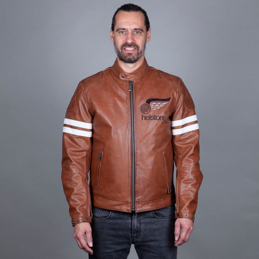 Helstons Jake Speed Leather Buffalo Camel White Jacket - Chromeburner
