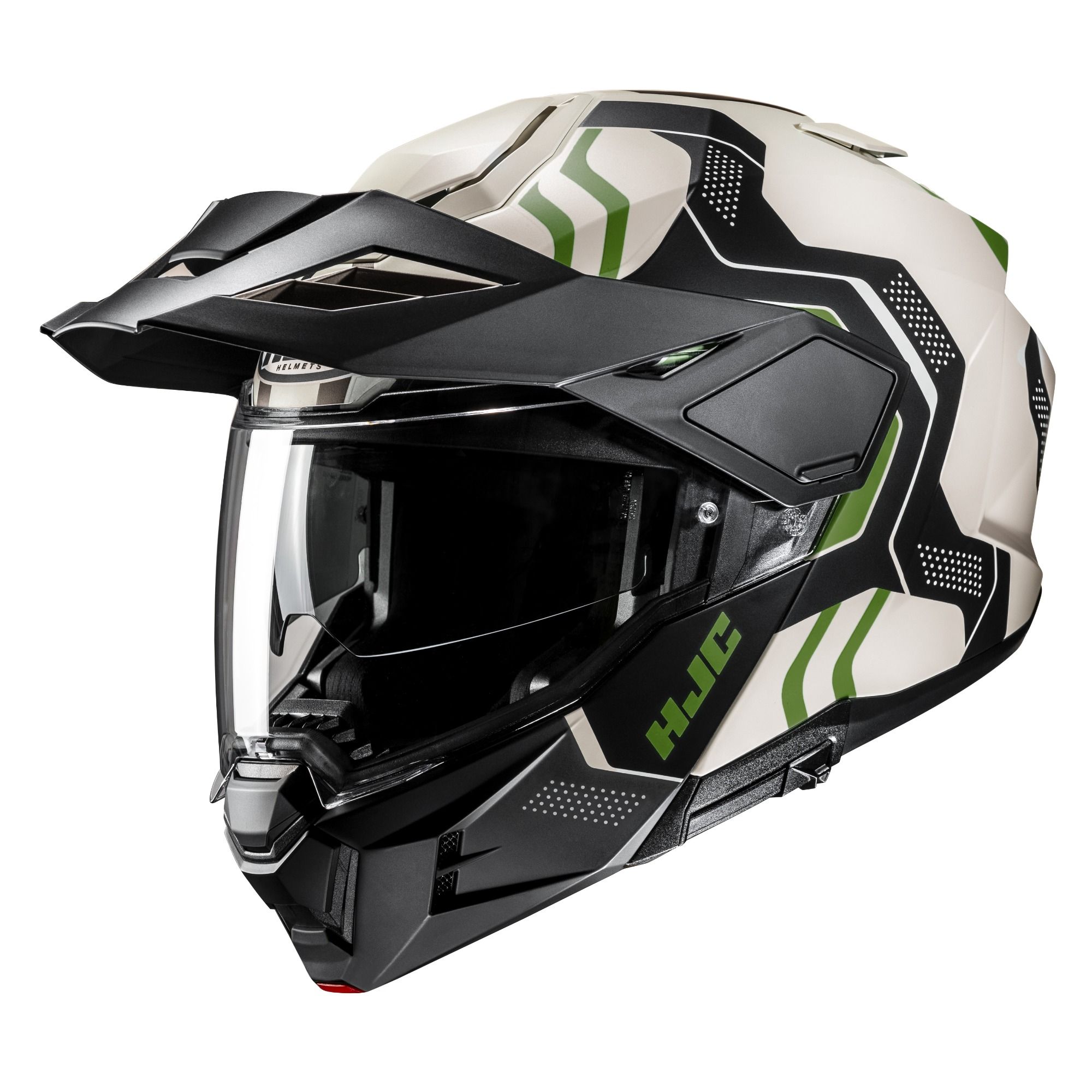 HJC i80 Velly Black White Green Adventure Helmet - Chromeburner