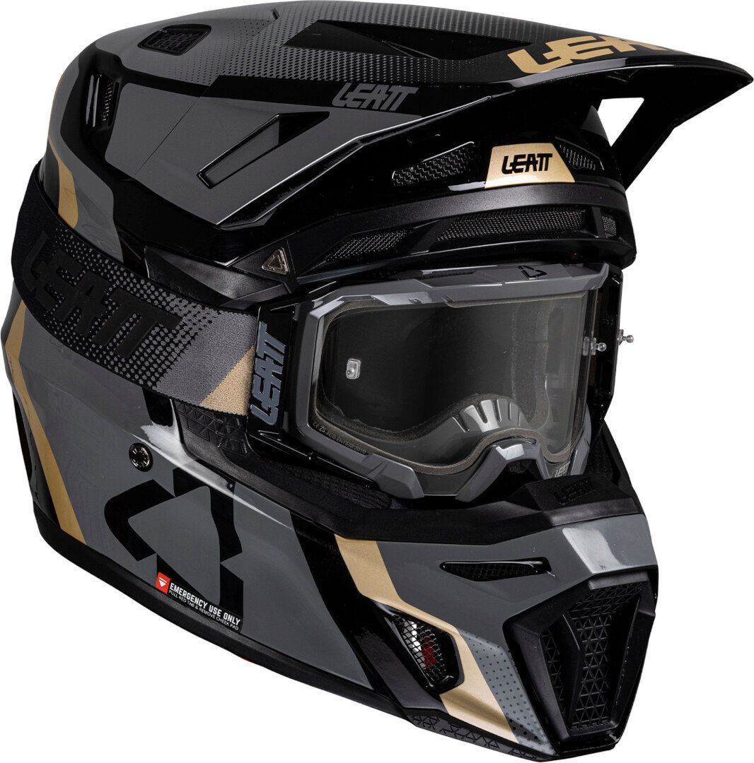 Leatt Moto 8.5 Composite Black Grey Gold Motocross Helmet with 5.5