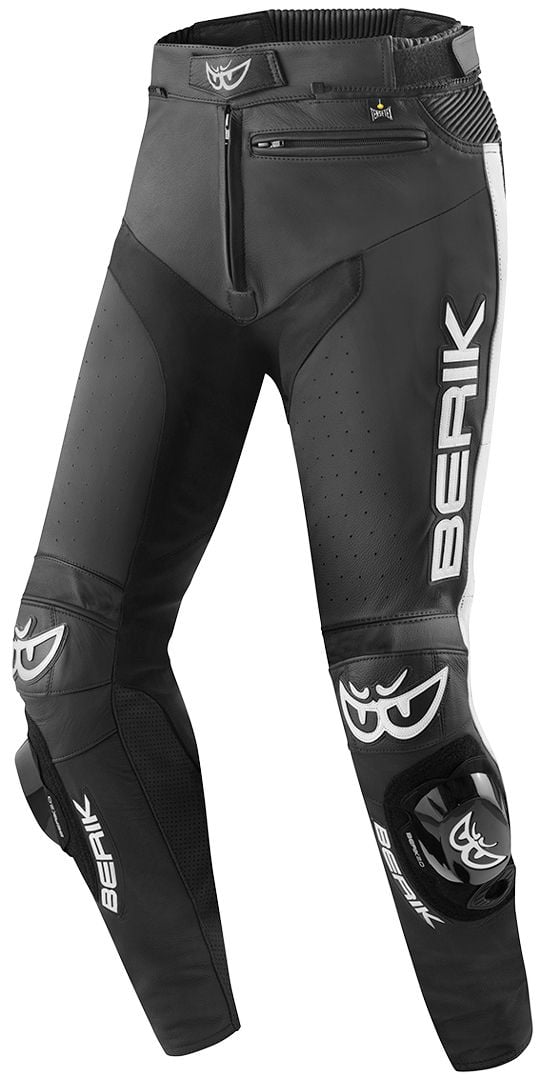 BERIK RACER 2.0 パンツ サイズ50 黒 Berik Track Black White Leather Motorcycle Pants - Chromeburner