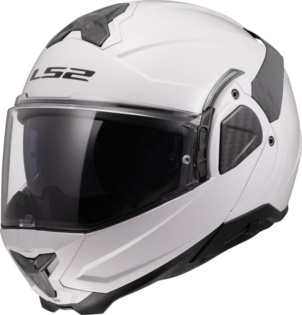LS2 FF910 Advant II Solid White Modular Helmet - Chromeburner