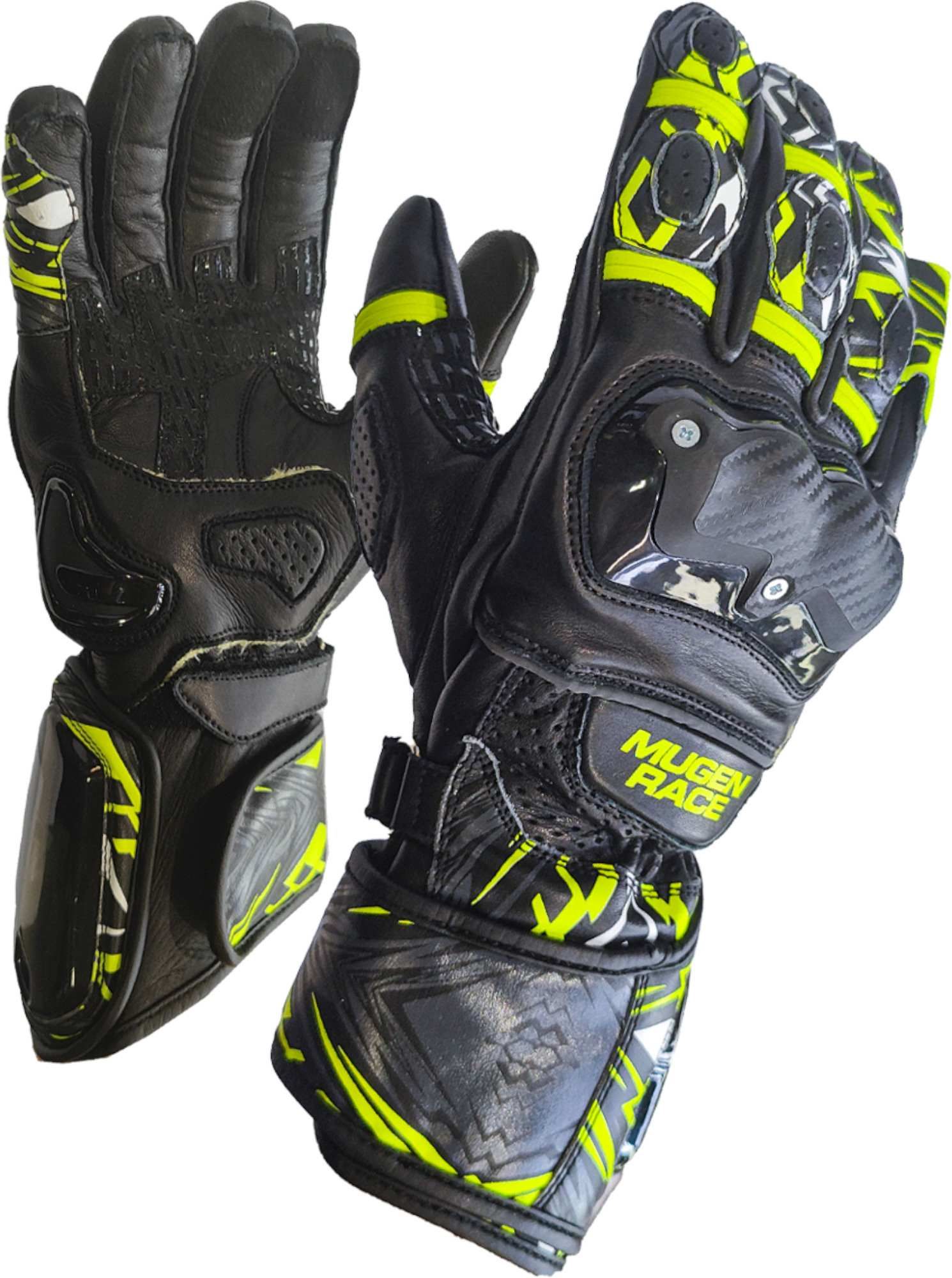 MUGENRACE Moone Sport Black Neon Yellow Gloves - Chromeburner
