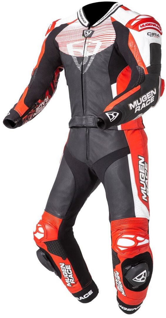MUGENRACE Scorpion Black White Red Perforated 2PC Leather