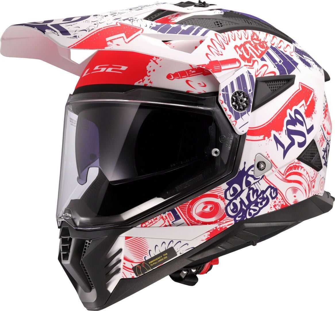 LS2 MX702 Pioneer II Fantasy White Red Blue 06 Adventure Helmet