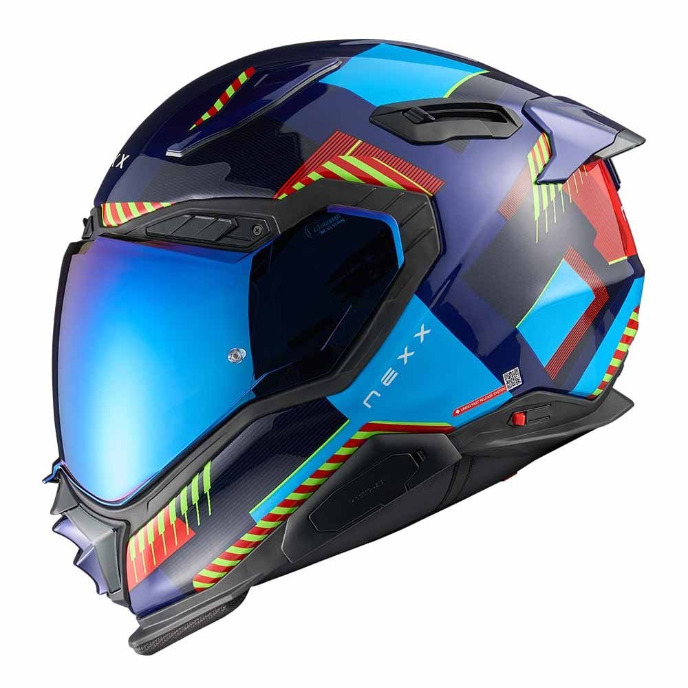 Nexx X.WST3 Fluence Blue Red Full Face Helmet - Chromeburner
