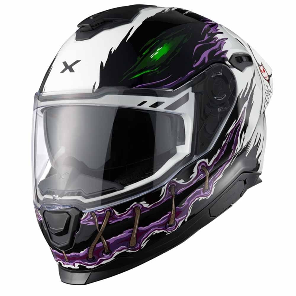 Nexx Y.100R Night Rider White Full Face Helmet - Chromeburner