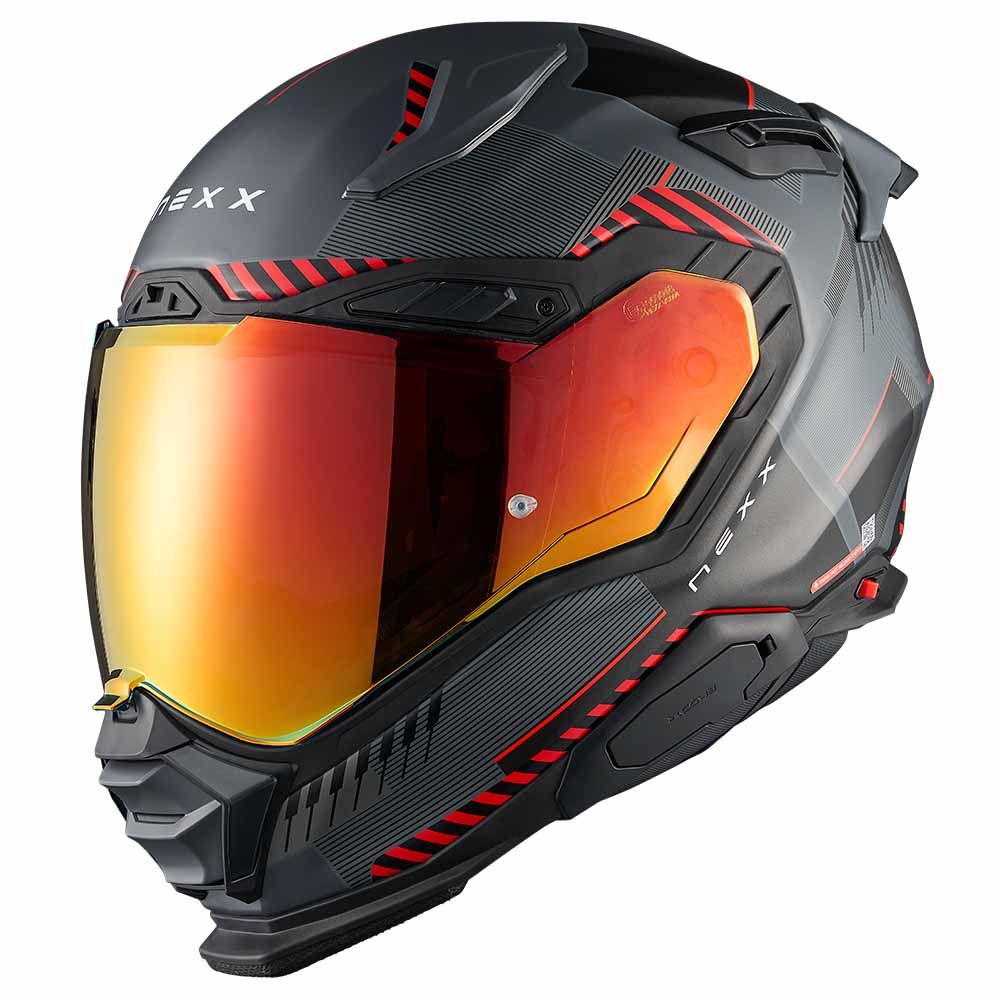 Nexx X.WST3 Fluence Grey Red Matt Full Face Helmet - Chromeburner