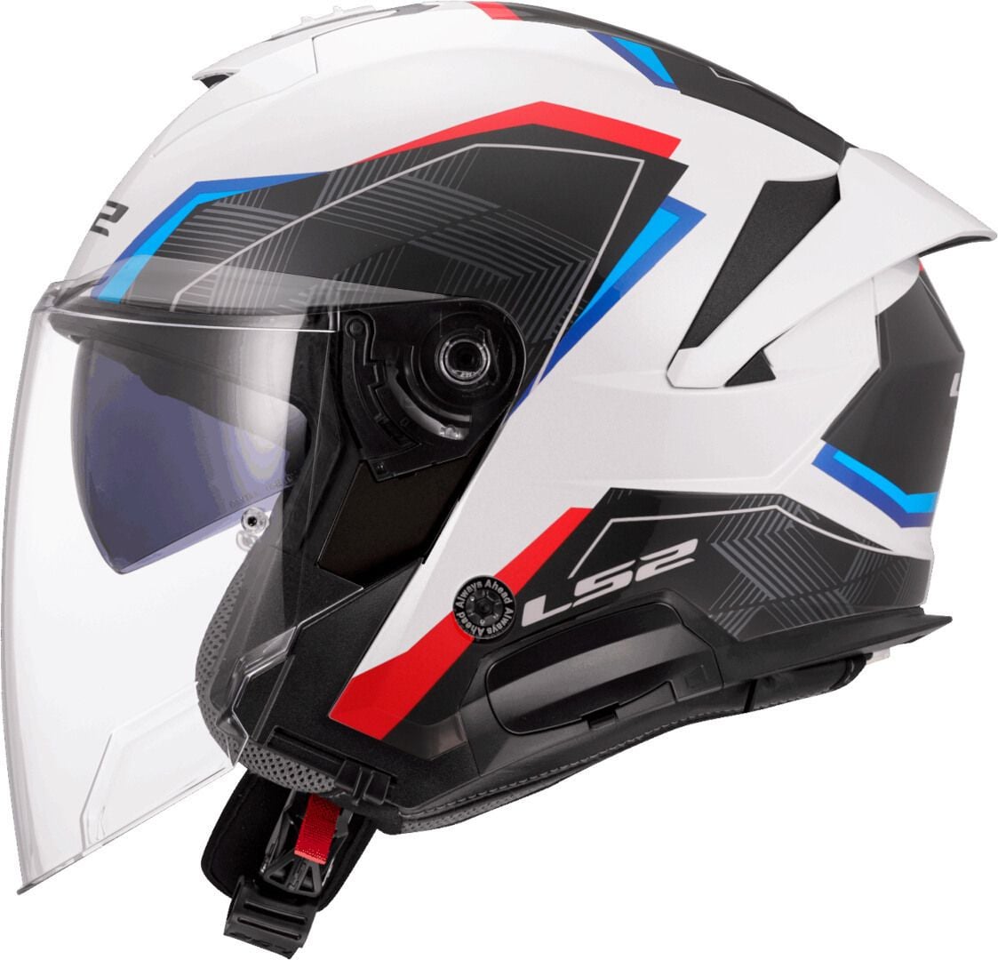 LS2 OF618 Verso II Air White Blue Red Jet Helmet - Chromeburner