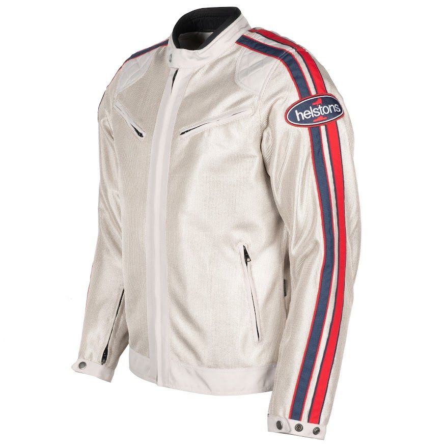 Helstons Pace Air Fabric Mesh Silver Red Blue Jacket - Chromeburner