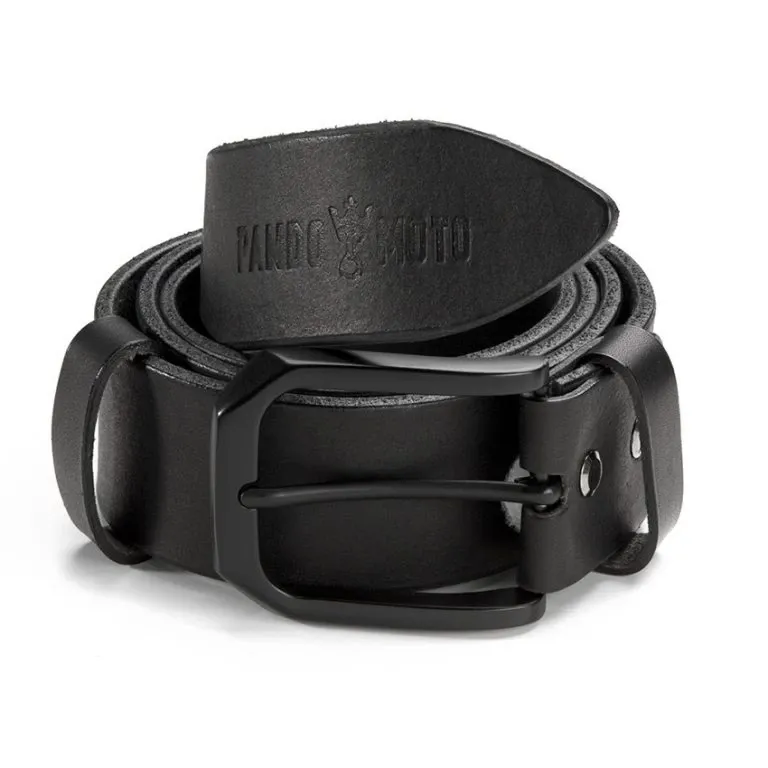 Pando Moto Himo Black Soft Leather Belt Chromeburner