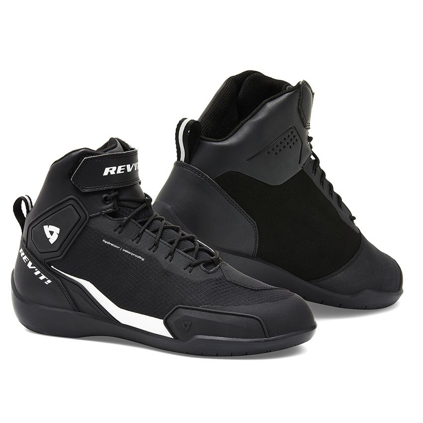 REV'IT! G-Force H2O Black White Motorcycle Shoes - Chromeburner