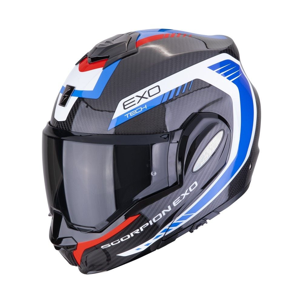 エウロペ Scorpion EXO-Tech Evo Carbon Cosy Black Red Blue Flip Back Helmet