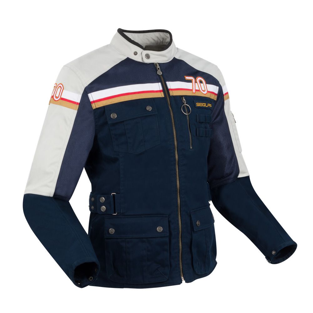 Segura Mojo Navy Blue Grey Motorcycle Jacket - Chromeburner