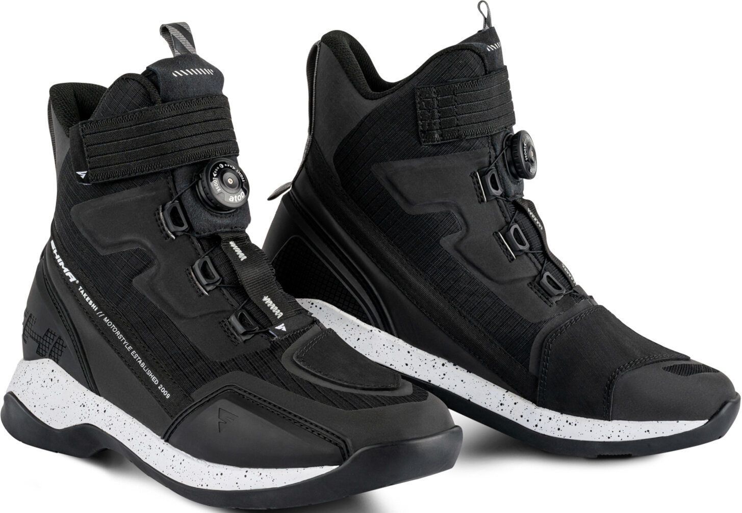 SHIMA Takeshi Black White Motorcycle Boots - Chromeburner