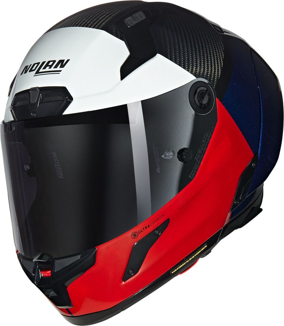 セキュリティ・セーフティ Nolan X804RS Nolan X-804 RS Blocco 348 Carbon Visceral Red Deep Blue White