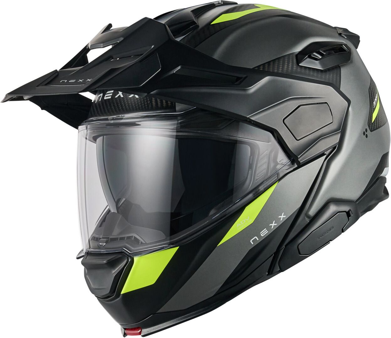 Nexx X.Lifecountry Terra Carbon Matt Grey Neon Yellow Flip Up