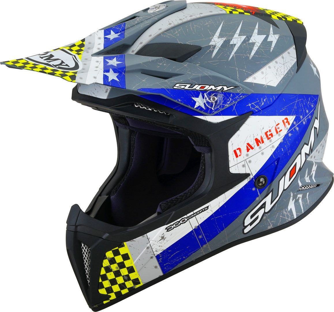 Suomy X-Wing Jetfighter E06 Matt Grey Blue Motocross Helmet