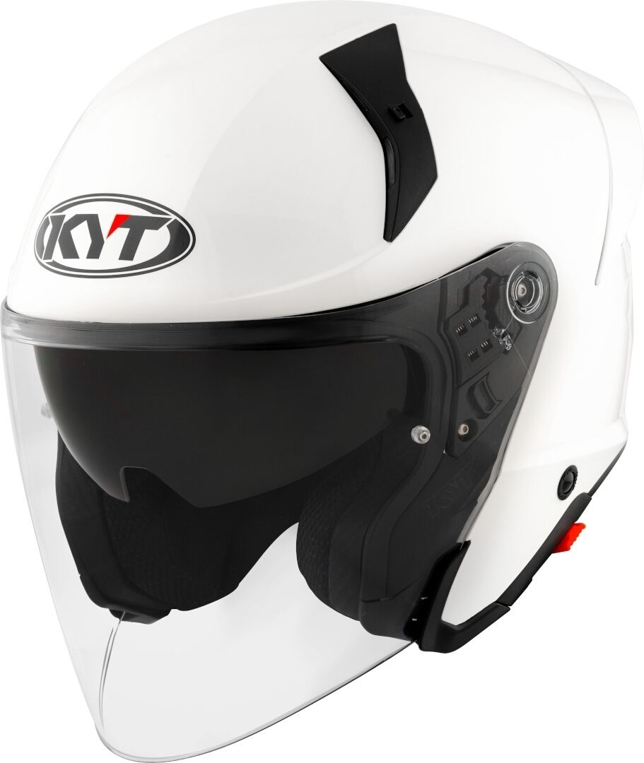 KYT TTR-Jet Plain White Jet Helmet - Chromeburner
