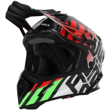 Acerbis Steel Carbon Black Green Red Motocross Helmet