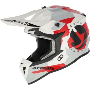 Acerbis Linear Graphic White Red Grey Motocross Helmet