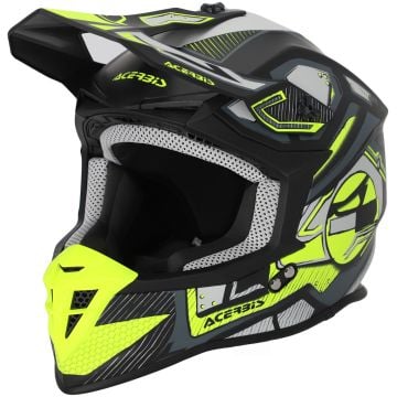 Acerbis Linear Graphic Matt Black Yellow Motocross Helmet