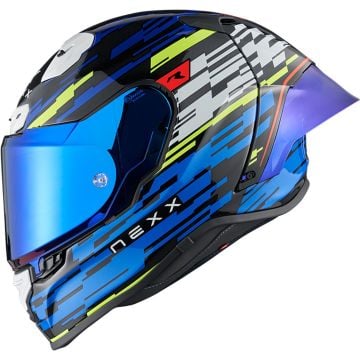 Nexx X.R3R Glitch Racer Blue Yellow Full Face Helmet