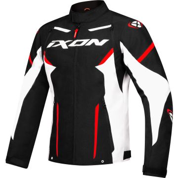 Ixon Striker Negro Blanco Rojo Brillante Impermeable Chaqueta de Moto