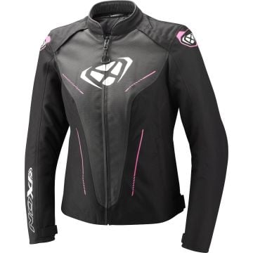 Ixon Prodigy Lady Negro Antracita Rosa Brillante Impermeable Chaqueta de Moto