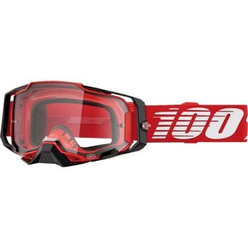 100% Armega Red Clear Motocross Goggles