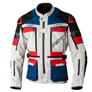 RST Adventure-Xtreme Race Dept Ce Mens Textile Ice Blau Rot Jacke