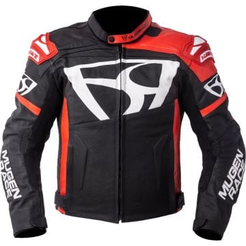 MUGENRACE Aggressore Black White Red Leather Jacket