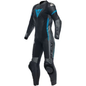 Dainese Grobnik 女士打孔连体皮衣 黑/炭灰/蓝绿