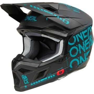 O'NEAL 3SRS Static Black Turquoise Motocross Helmet