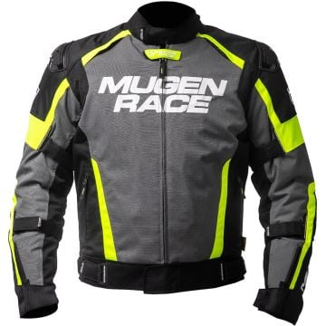 MUGENRACE Romano Dark Grey Black Fluo Yellow Waterproof Textile Jacket