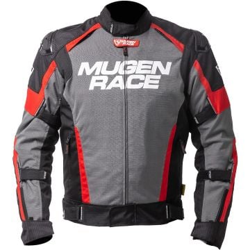 MUGENRACE Romano Dark Grey Black Red Waterproof Textile Jacket