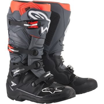 Alpinestars Tech 7 Enduro Noir Gris Rouge Fluo Bottes