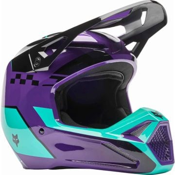 FOX V1 Collect Lila Green Motocross Helmet