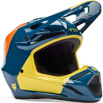 FOX V3 Tine Azul Amarillo Casco Motocross
