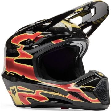 FOX V3 RS Inning Black Red Gold Motocross Helmet