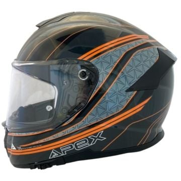 APEX FT300 Vienna Black Grey Orange Full Face Helmet