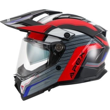 APEX AT300 Everest Black Red Blue Full Face Adventure Helmet