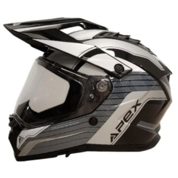 APEX AT300 Everest Black Grey White Full Face Adventure Helmet