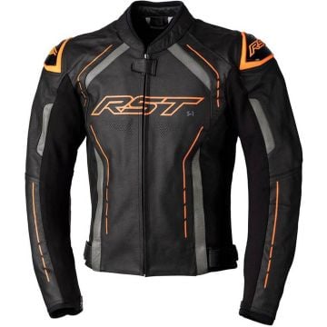 RST S1 Leather Jacket Black Orange Grey