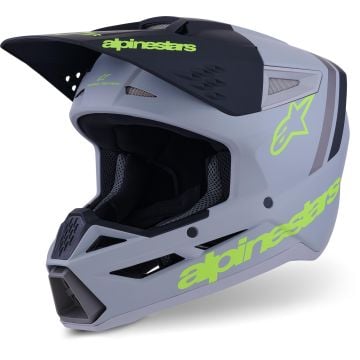 Alpinestars S-M3 Radium Grey Matt Yellow Motocross Helmet