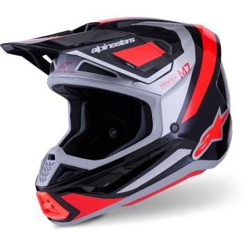 Alpinestars S-M7 Rise Black Silver Red Motocross Helmet