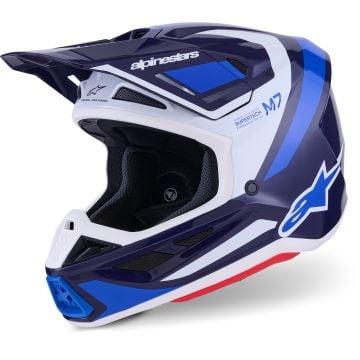Alpinestars S-M7 Rise Azul Blanco Casco Motocross